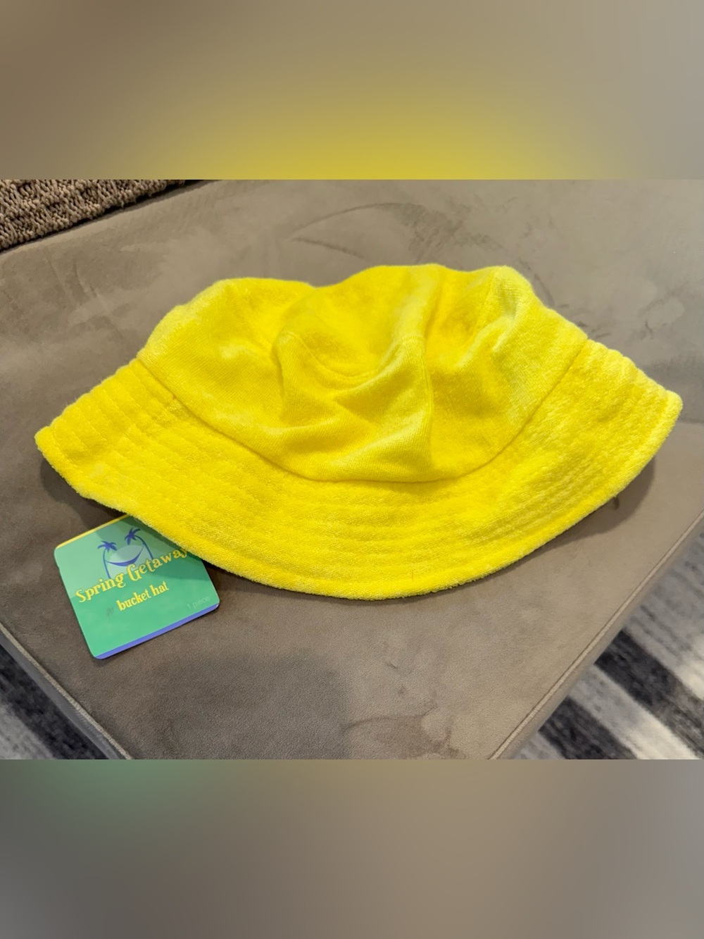 NWT - Unisex Bright Yellow Terry Cloth Bucket Hat